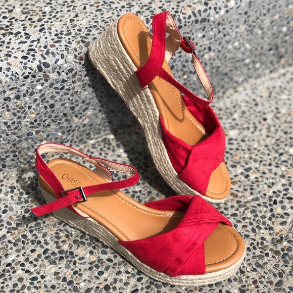 Red espadrille wedges - Picture 4 of 7